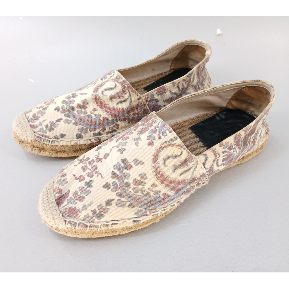 Isabel Marant Paisley Canvas Espadrille Flats Womens 39 Cream Floral - Picture 3 of 8